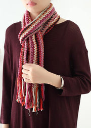 red winter women warm scarf National style knit scarves - bagstylebliss