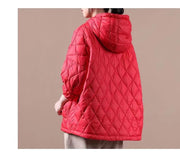 women plus size clothing down jacket hooded red pockets goose Down jacket