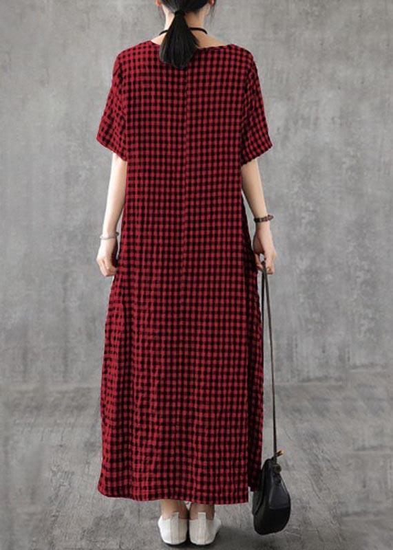 Vivid patchwork linen quilting dresses Runway black plaid Dresses summer - bagstylebliss