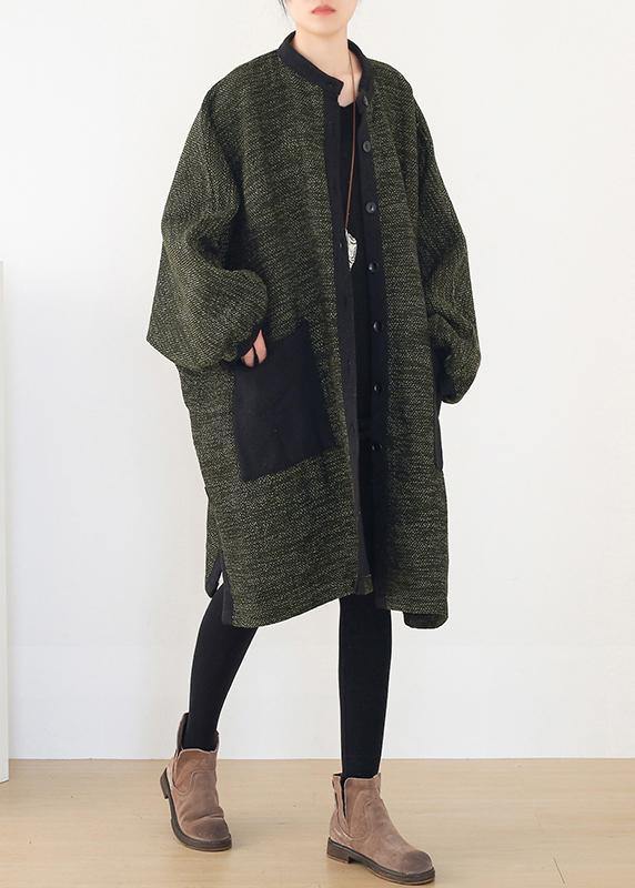 spring army green knit cardigans trendy plus size spring o neck knitted coat - bagstylebliss