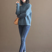 stylish gray blue winter sweater fall fashion pullover Fine thick warm winter  pullover