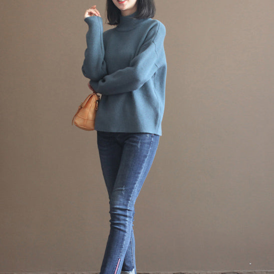 stylish gray blue winter sweater fall fashion pullover Fine thick warm winter  pullover