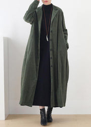 suit collar Fashion striped outfit green loose outwears - bagstylebliss