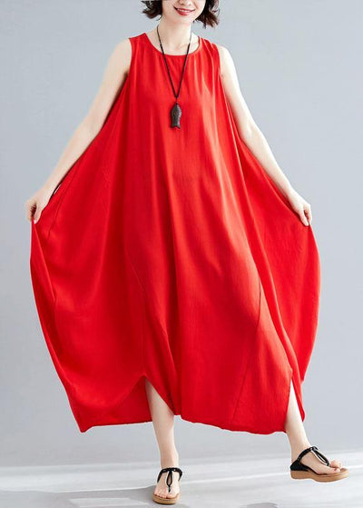 summer cotton red loose jumpsuit pants stylish sleeveless harem pants - bagstylebliss
