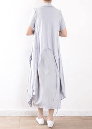 summer light blue linen women sleeveless outwear plus size women casual dress two pieces - bagstylebliss