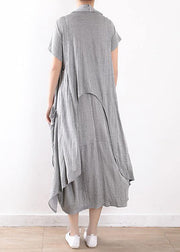 summer new gray original design striped dress long dresses and vest outside wearing casual suit - bagstylebliss