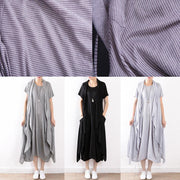 summer new gray original design striped dress long dresses and vest outside wearing casual suit - bagstylebliss