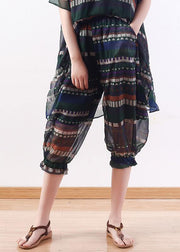 summer new original design loose stripes  chiffon casual seven points harem pants - bagstylebliss