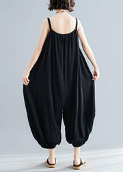 summer new plus size cotton women jumpsuit pants high waist casual carpenter crop pants - bagstylebliss