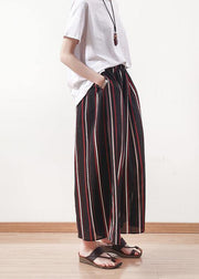 summer striped casual chiffon plus size elastic waist wide leg pants - bagstylebliss