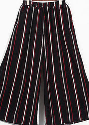 summer striped casual chiffon plus size elastic waist wide leg pants - bagstylebliss