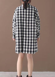 thick black white plaid winter coats plus size warm stand collar pockets overcoat - bagstylebliss