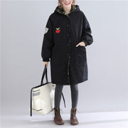 thick black winter parkas plus size hooded snow jackets Fine pockets winter coats