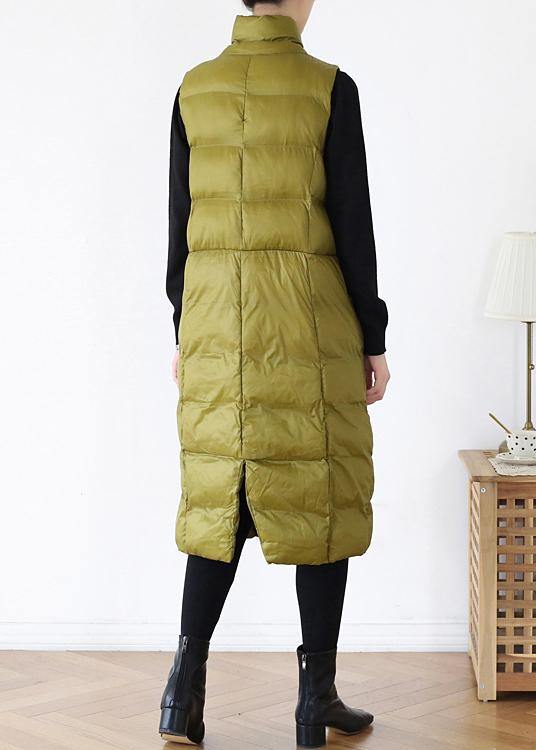 thick yellow green casual outfit casual down jacket stand collar sleeveless winter outwear - bagstylebliss