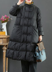 fine  Loose fitting long coat winter jacket black stand collar Chinese Button woolen outwear - bagstylebliss