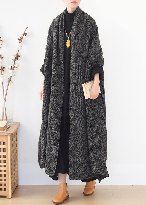 plus size Jackets & Coats cloak coatgrayv neck woolen outwear - bagstylebliss