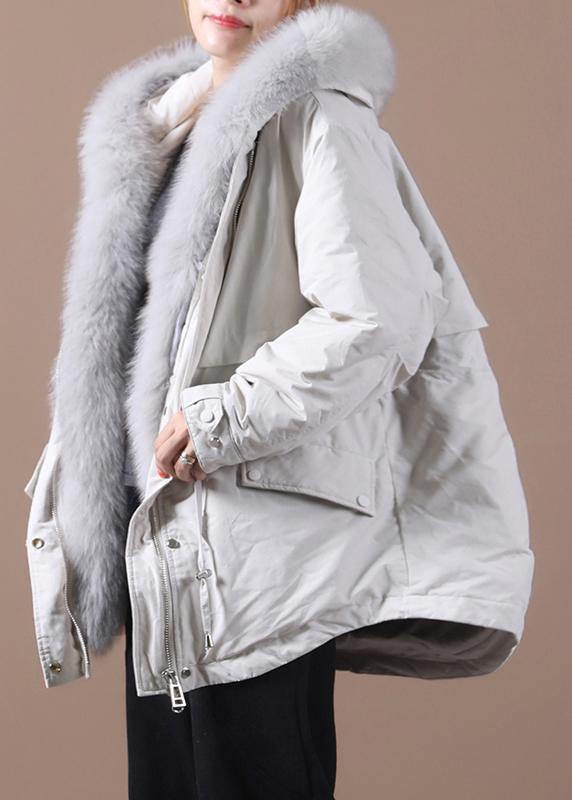 Loose fitting warm winter coat hooded drawstring parkas - bagstylebliss