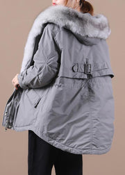 Loose fitting warm winter coat hooded drawstring parkas - bagstylebliss