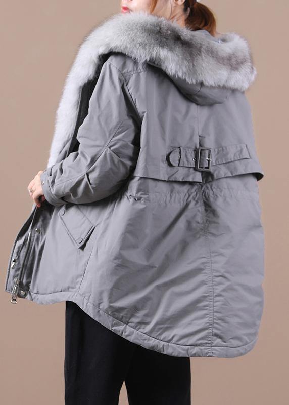 Loose fitting warm winter coat hooded drawstring parkas - bagstylebliss