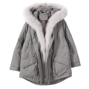 Loose fitting warm winter coat hooded drawstring parkas - bagstylebliss