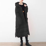 fine black down coat oversized Puffers Jackets New Chinese Button coats hooded