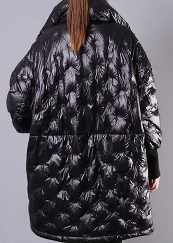 fine black duck down coat plus size stand collar winter jacket Batwing Sleeve New overcoat - bagstylebliss