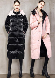 fine black goose Down coat plus size two ways to wear winter jacket hooded fine winter outwear - bagstylebliss