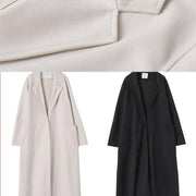 casual long jackets coats nude Notched tie waist Woolen Coat Women - bagstylebliss