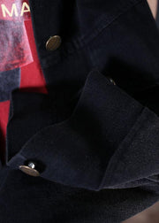 fine fall denim black lapel Large pockets overcoat - bagstylebliss