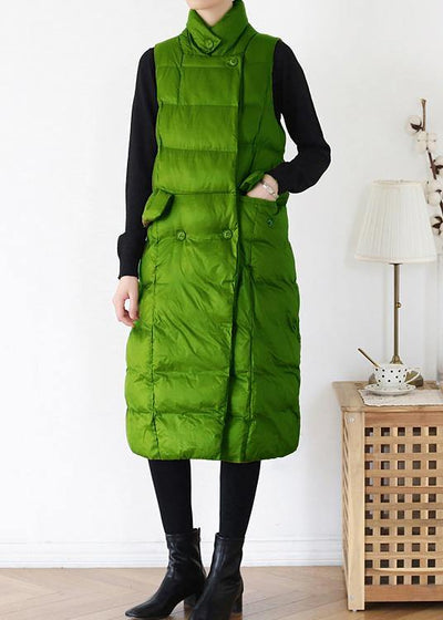 fine green back side winter parkas plus size clothing winter jacket stand collar sleeveless winter outwear - bagstylebliss
