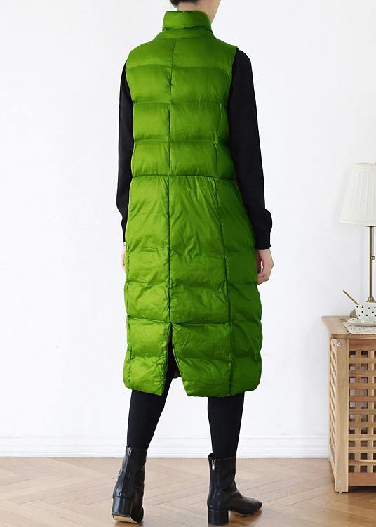 fine green back side winter parkas plus size clothing winter jacket stand collar sleeveless winter outwear - bagstylebliss