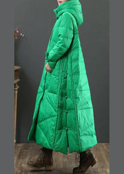 fine green warm winter coat oversize down jacket hooded Button Down women Jackets - bagstylebliss