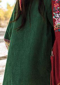 fine green winter outwear plus size Jackets & Coats embroidery Chinese Button coats - bagstylebliss