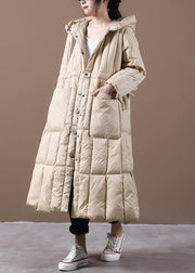 khaki down jacket woman plus size Winter womens parka hooded pockets New Jackets - bagstylebliss