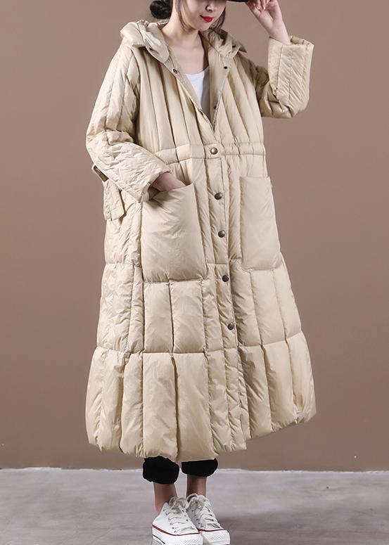 khaki down jacket woman plus size Winter womens parka hooded pockets New Jackets - bagstylebliss