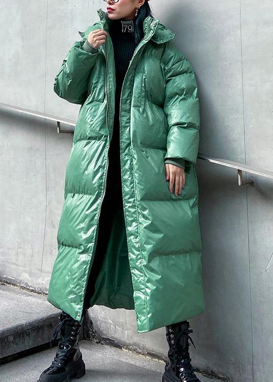 plus size clothing down jacket outwear green hooded zippered winter outwear - bagstylebliss