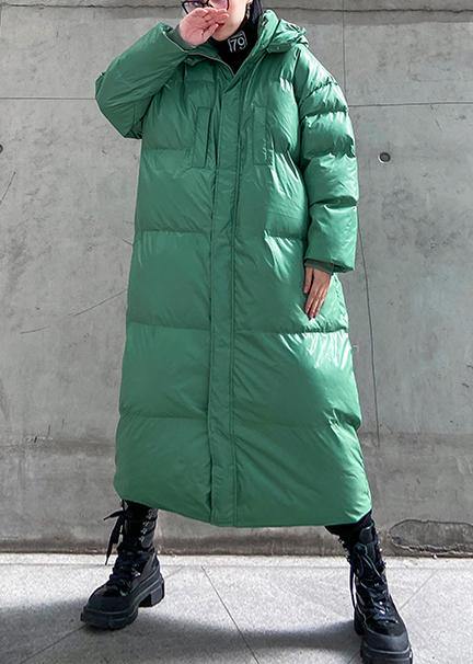 plus size clothing down jacket outwear green hooded zippered winter outwear - bagstylebliss