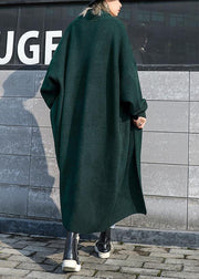 fine plus size clothing winter outwear blackish green thick Wool coats - bagstylebliss