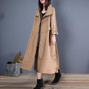 fine plus size long coats fall outwear khaki side open Coats - bagstylebliss