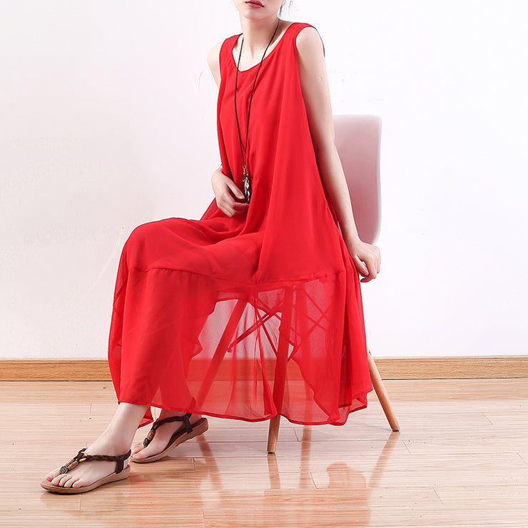 fine red chiffon dress plus size clothing asymmetric hem chiffon clothing dresses