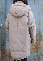 fine trendy plus size Jackets & Coats winter outwear khaki hooded winter outwear - bagstylebliss