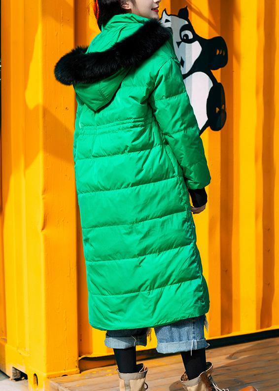 fine trendy plus size snow jackets embroidery overcoat green hooded duck down coat - bagstylebliss