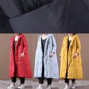 trendy plus size snow jackets winter outwear red hooded Large pockets goose Down coat - bagstylebliss