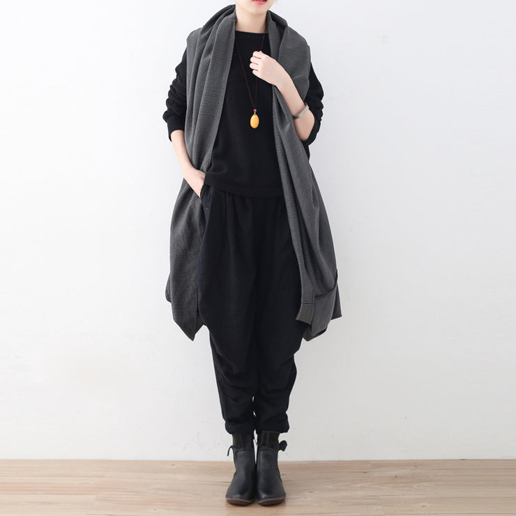 vintage black maxi coat oversize asymmetrical hem cardigans & Coats boutique sleeveless coats