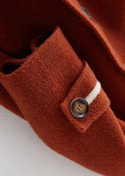 vintage chocolate Woolen Coats Women plus size long coat double breast woolen outwear Notched - bagstylebliss