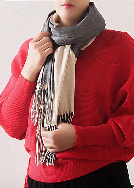 warm women tassel gray scarves small fresh imitation cashmere scarf - bagstylebliss