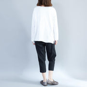 white fashion cotton tops oversize long sleeve blouse