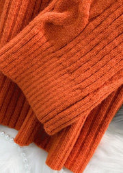 wild Sweater high neck dresses Street Style orange Hipster knitwear - bagstylebliss