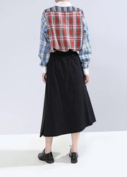 winter 2019 women cotton casual pants high waist patchwork asymmetric skirts - bagstylebliss