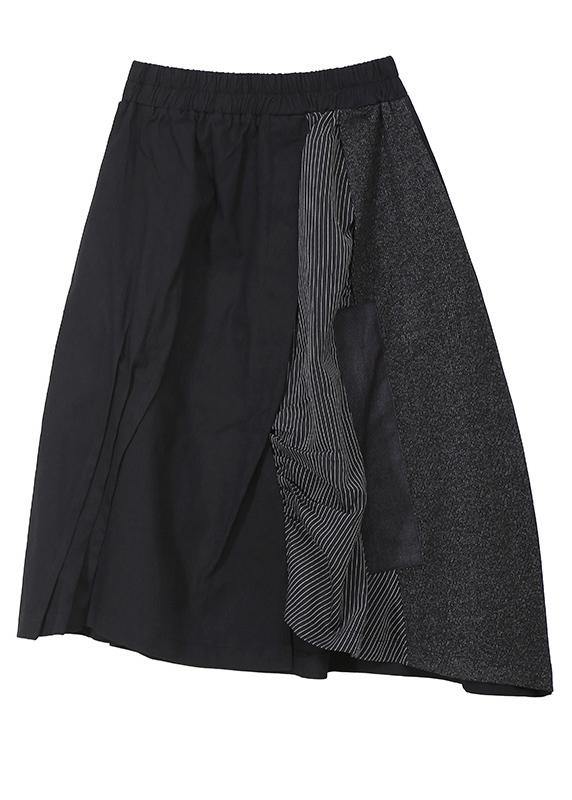 winter 2019 women cotton casual pants high waist patchwork asymmetric skirts - bagstylebliss